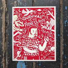 Load image into Gallery viewer, Survival of the Fitness 8x10&quot; Screenprint GLOWS-IN-THE-DARK!
