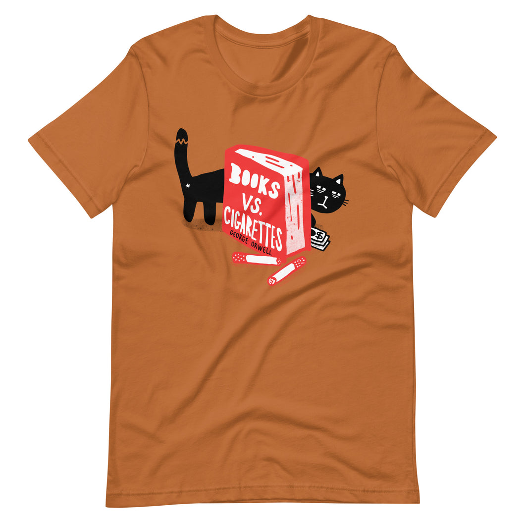 Books Vs Cigarettes (and a Kitty!) T-shirt